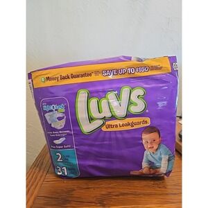 Vintage Luvs Diapers 31 Count Monkey Print Size 2 Circa 2016
